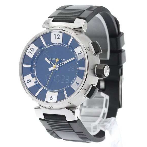 LOUIS VUITTON Tambour in black Q118F Quartz Men's Watch - Picture 1 of 12